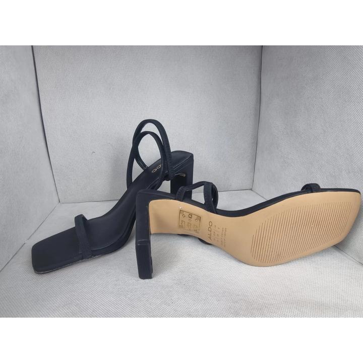 ALDO women’s black heeled sandals – 8 cm block heel, size UK 5 / EU 38