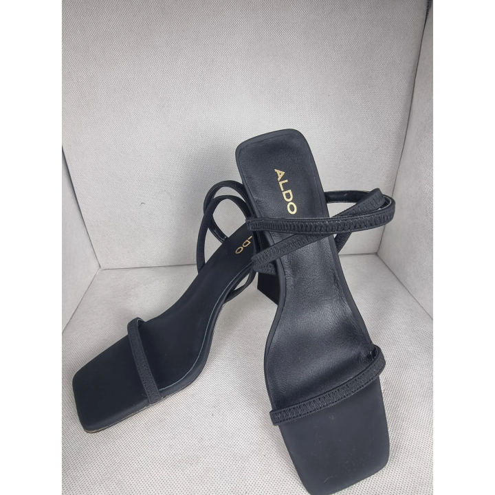 ALDO women’s black heeled sandals – 8 cm block heel, size UK 5 / EU 38